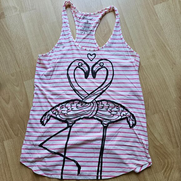 Pink Flamingos Racerbank Tank Top | Summer Beach Bathing Suit Coverup - Small - Picture 1 of 3